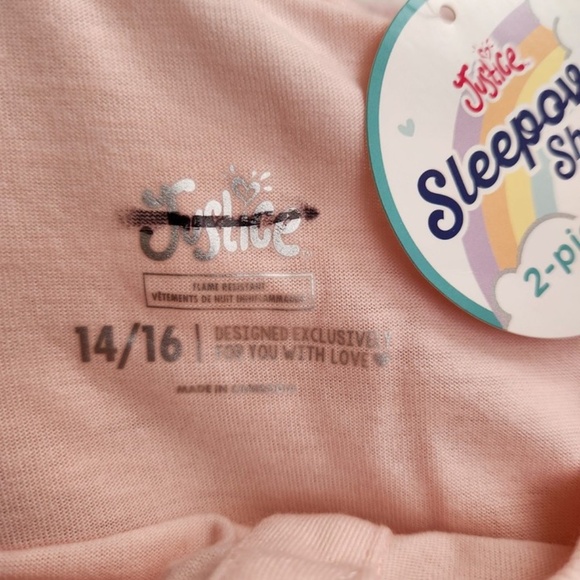 Justice Pajama Set Girls Initial M Reindeer snow fall Size 14/16 Two Piece  NWT - Picture 6 of 13